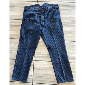 Frontier Classics Buckle Denim Striped Western Pants Suspenders 42x31” Cowboy